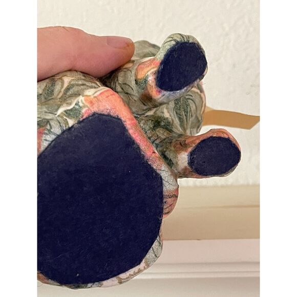 Vintage Porcelain Paper Mache Patchworks Calico Cat Figurine by Joan Baker Pink - Picture 5 of 6